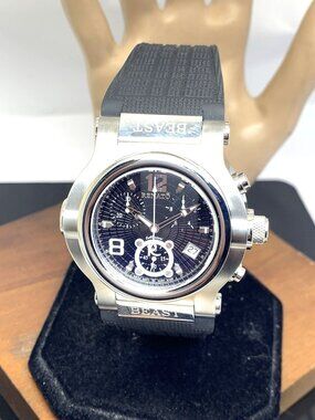 Renato Beast Men's Watch Swiss Quartz Chronograph Black Rubber Strap 45mm